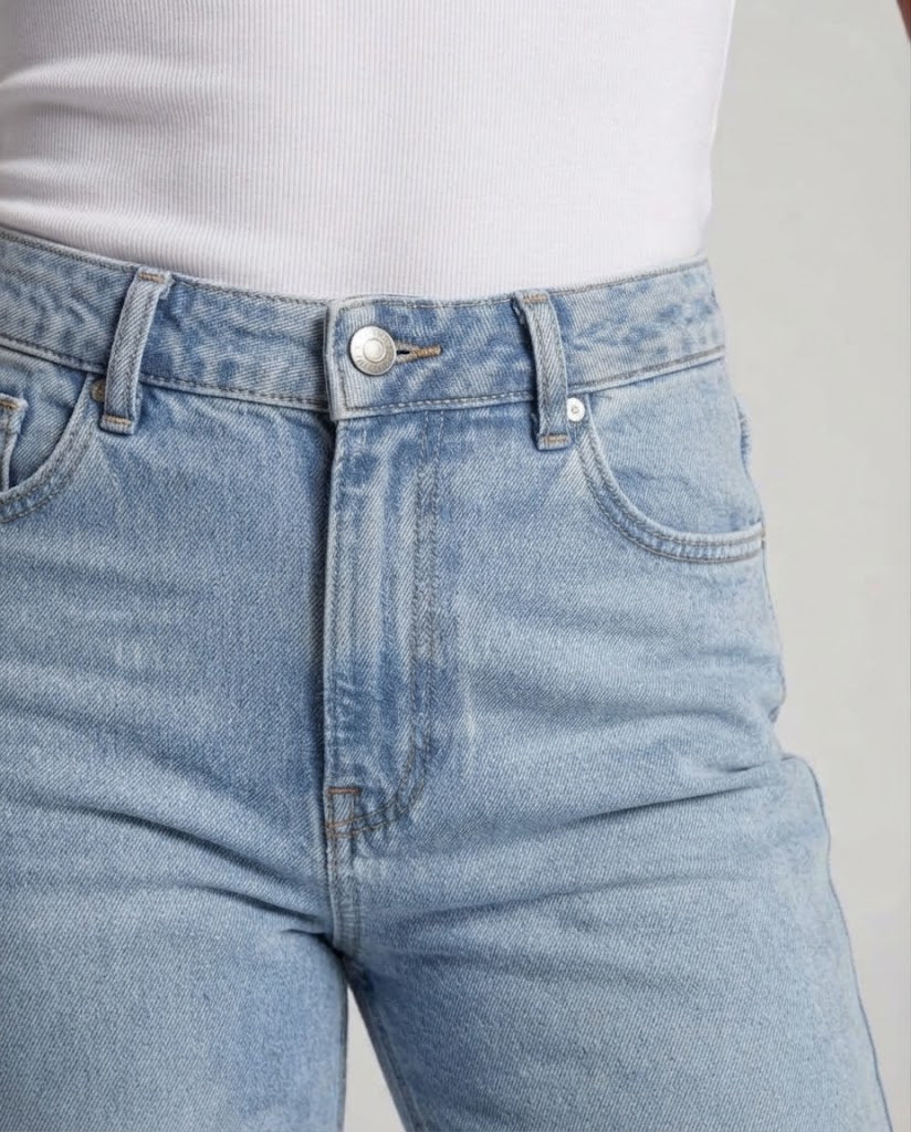 Ladies Highwaist Wide Jeans with Diagonal Seam Detail Amarae