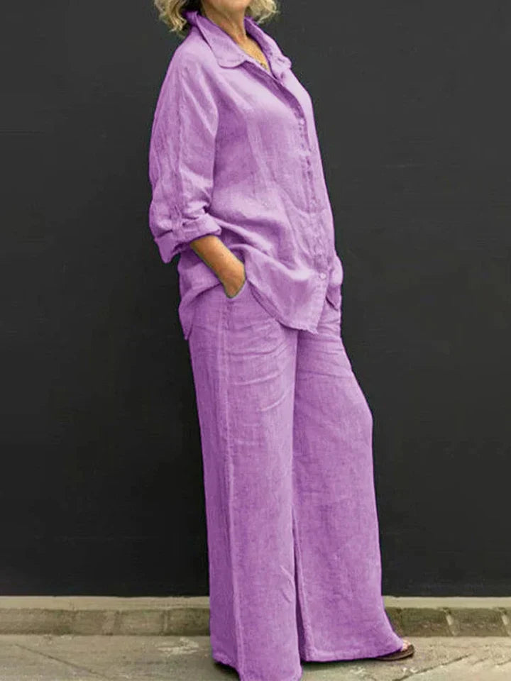 Amarae | Linen Set with Button Placket