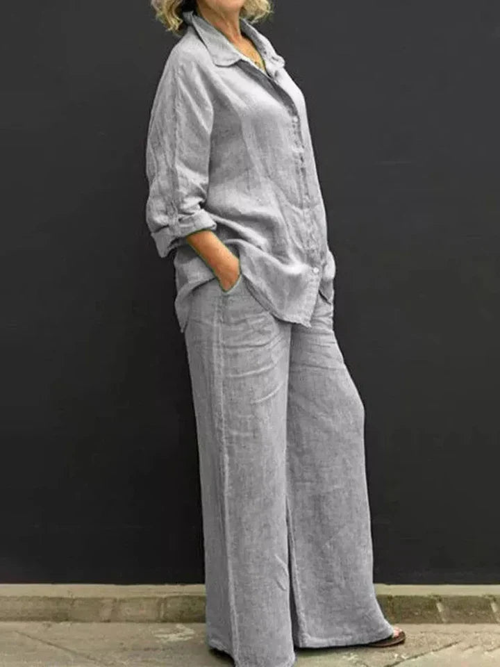 Amarae | Linen Set with Button Placket