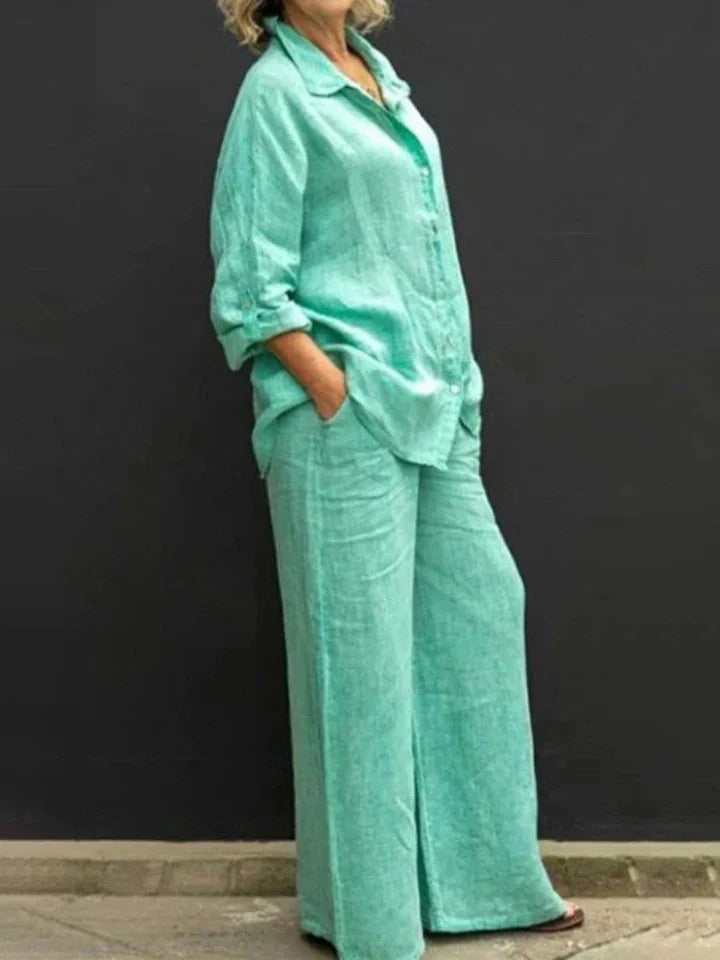 Amarae | Linen Set with Button Placket