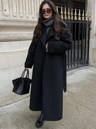 Amarae | Trench coat - Wool blend - Double breasted - Belted waist - Full length cut