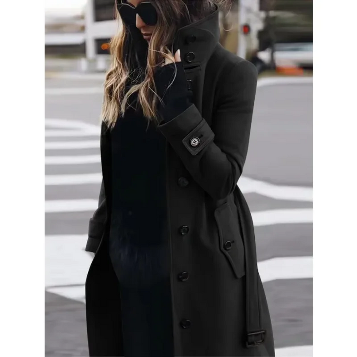 Amarae | Coat - Wool - Slim Fit - Single-breasted - Long Sleeves - Stand Collar - Long Model