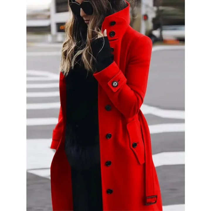 Amarae | Coat - Wool - Slim Fit - Single-breasted - Long Sleeves - Stand Collar - Long Model
