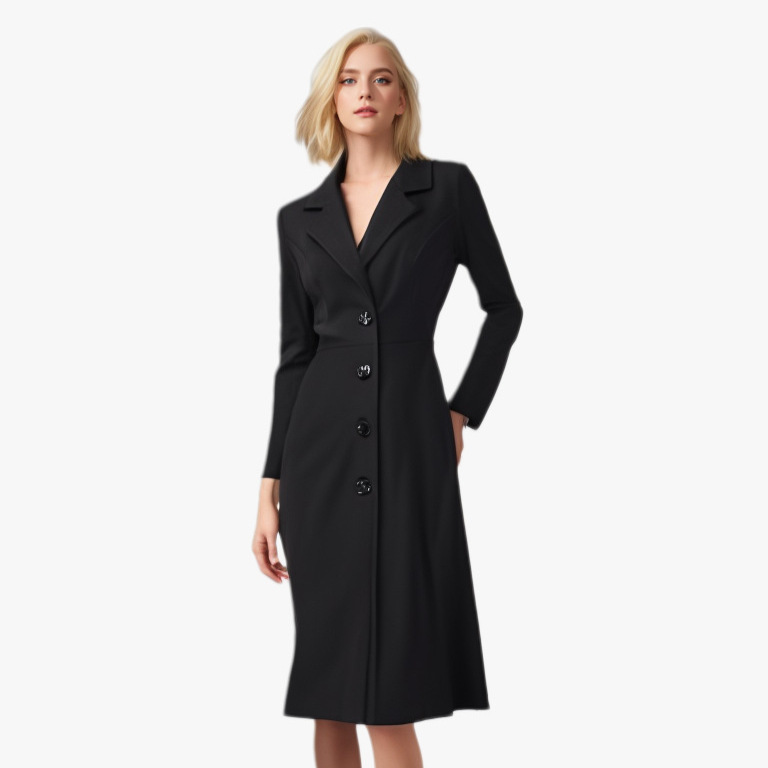 Amarae | Coat - Wool - Tailored - Classic Lapel - Mid Length - Button Closure