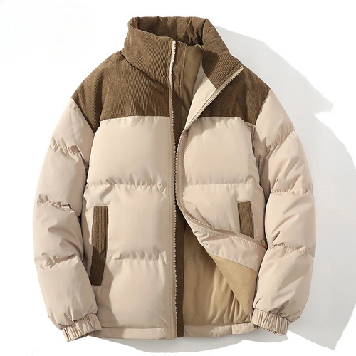 Amarae | Puffer Jacket - Quilted Lining - Corduroy Seam - Hip Length - Elastic Cuffs