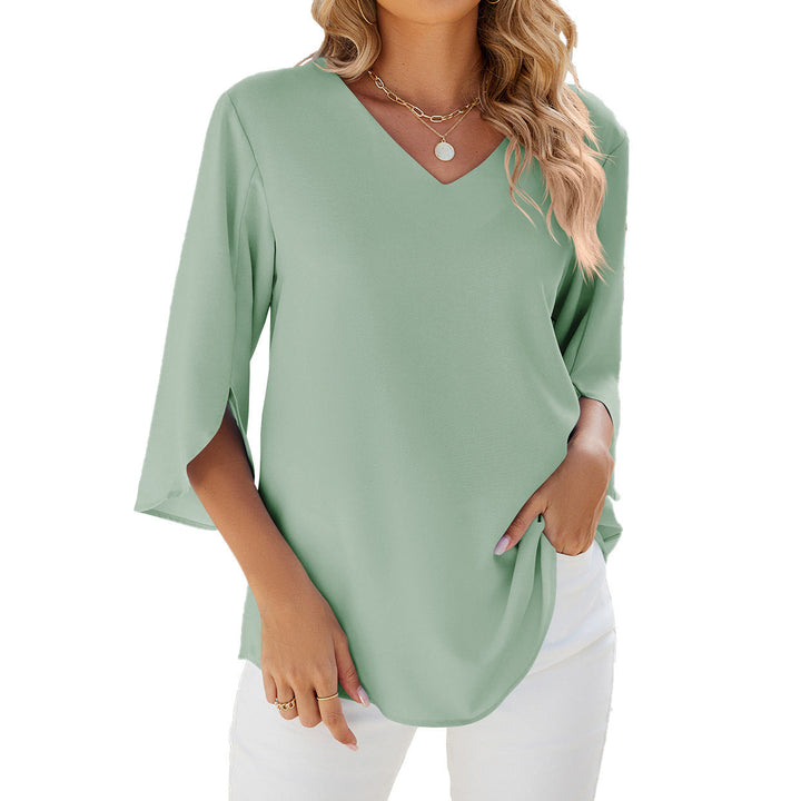 Amarae | Loose Chiffon Blouse Top with V-Neck