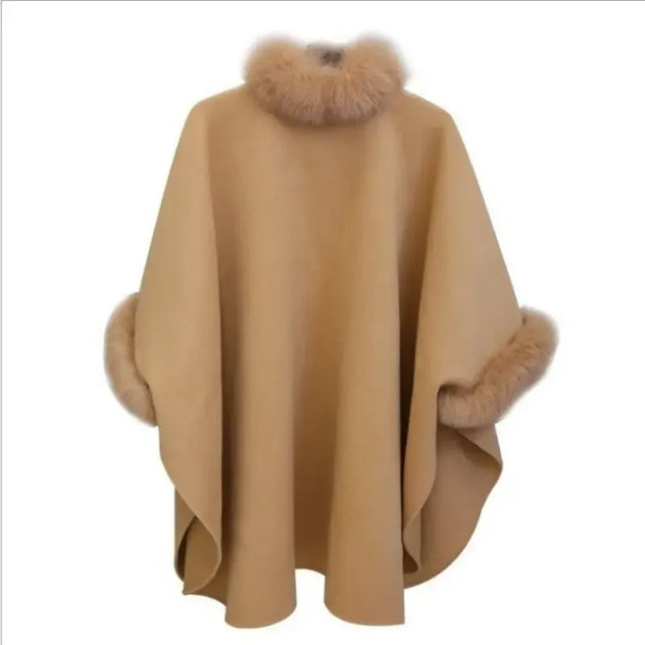 Lune London | Cape Jacket Elegant Women's Cape with Faux Fur Trim
