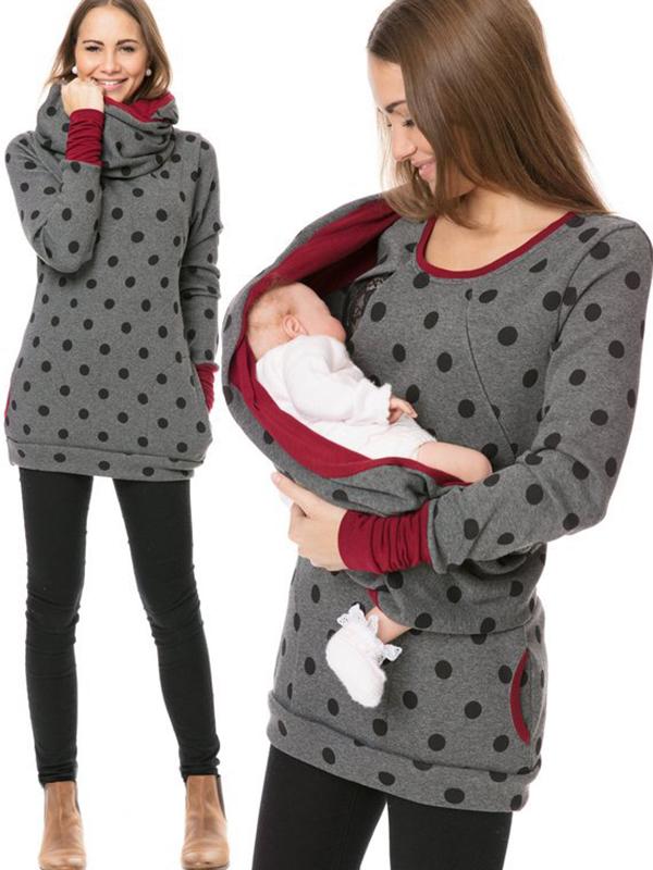 Chic Und Stil | Maternity Chaps Nurse Sweatshirts Floral Print Bags Zipper Nursing Clothing
