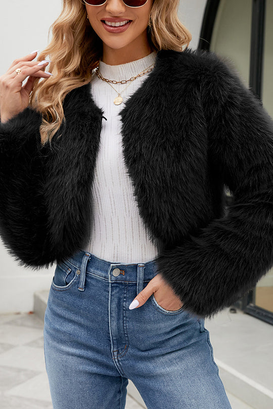 Amarae | Long Sleeve Short Casual Faux Fur Jacket