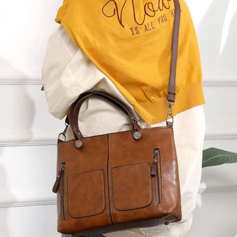 Lune London | Structured leather handbag with two compartments for women