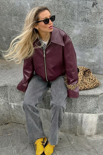 Amarae | Burgundy leather jacket