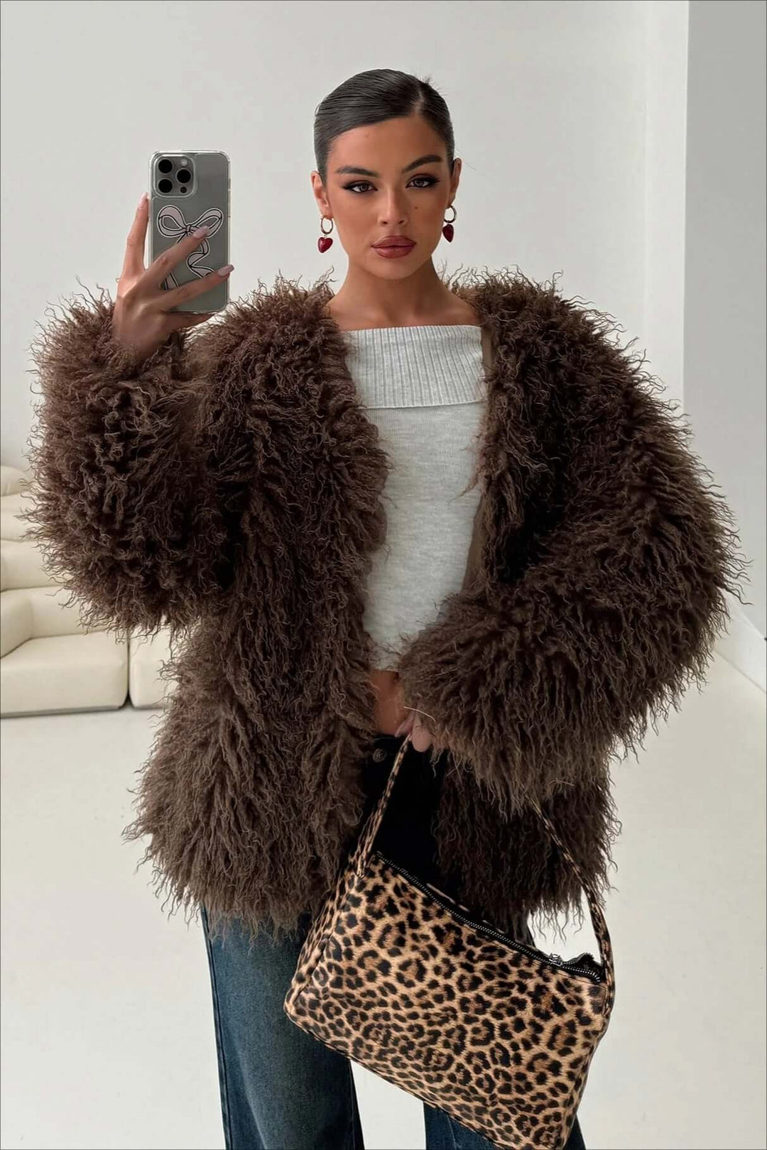 Lune London | Fluffy Brown Faux Fur Oversized Jacket