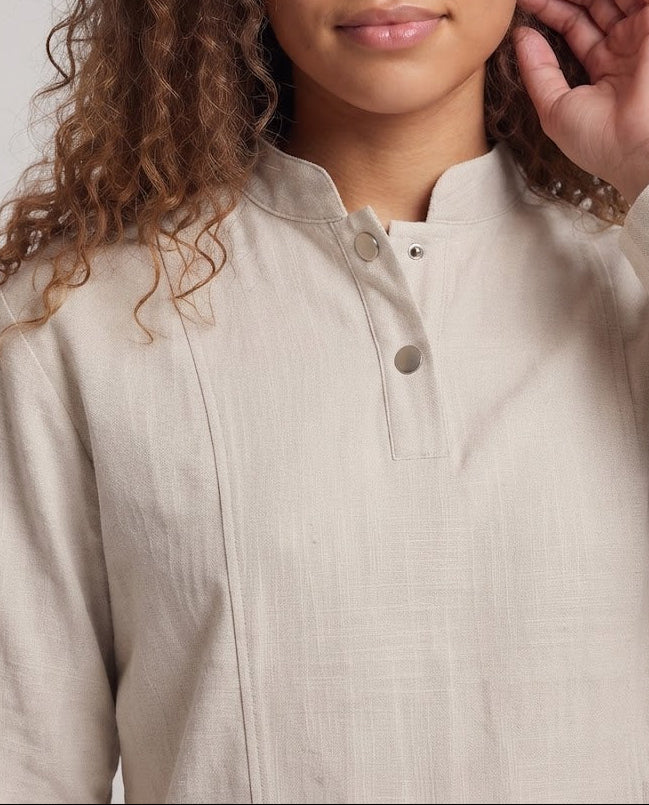 Women Casual Long Sleeve Top with Button Placket Amarae