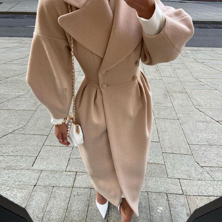 Amarae | Elegant Women's Double-Breasted Wool Coat - Long Sleeves - Warm & Stylish