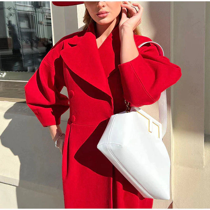 Amarae | Elegant Women's Double-Breasted Wool Coat - Long Sleeves - Warm & Stylish