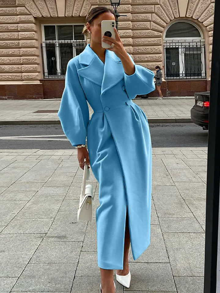 Amarae | Elegant Women's Double-Breasted Wool Coat - Long Sleeves - Warm & Stylish