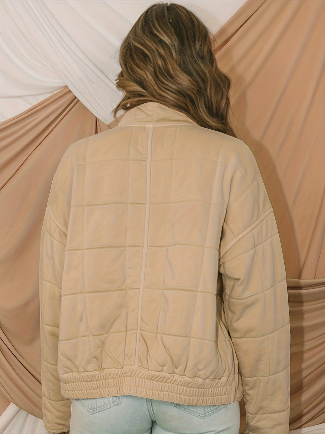 Lune London | Solid quilted windproof jacket with check pattern