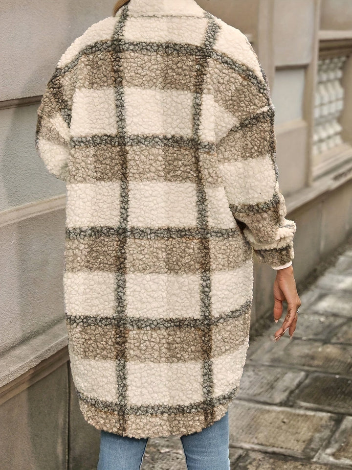 Amarae | Checked button jacket with fuzzy pattern