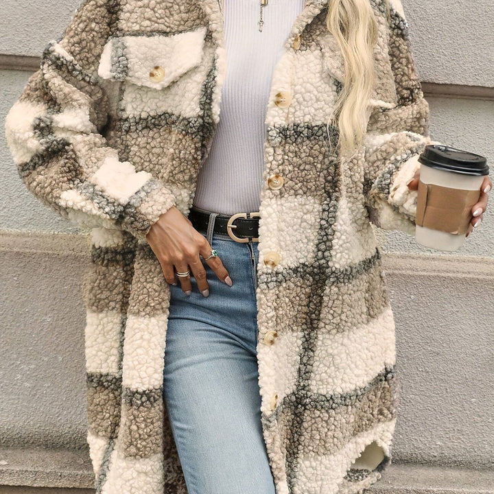 Amarae | Checked button jacket with fuzzy pattern