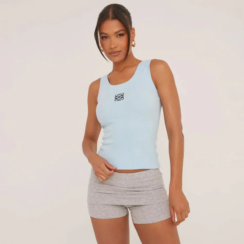 Lune London | Ripped Tank Top with Delicate Embroidery