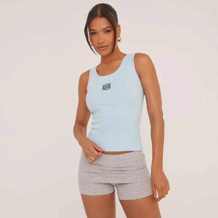 Lune London | Ripped Tank Top with Delicate Embroidery