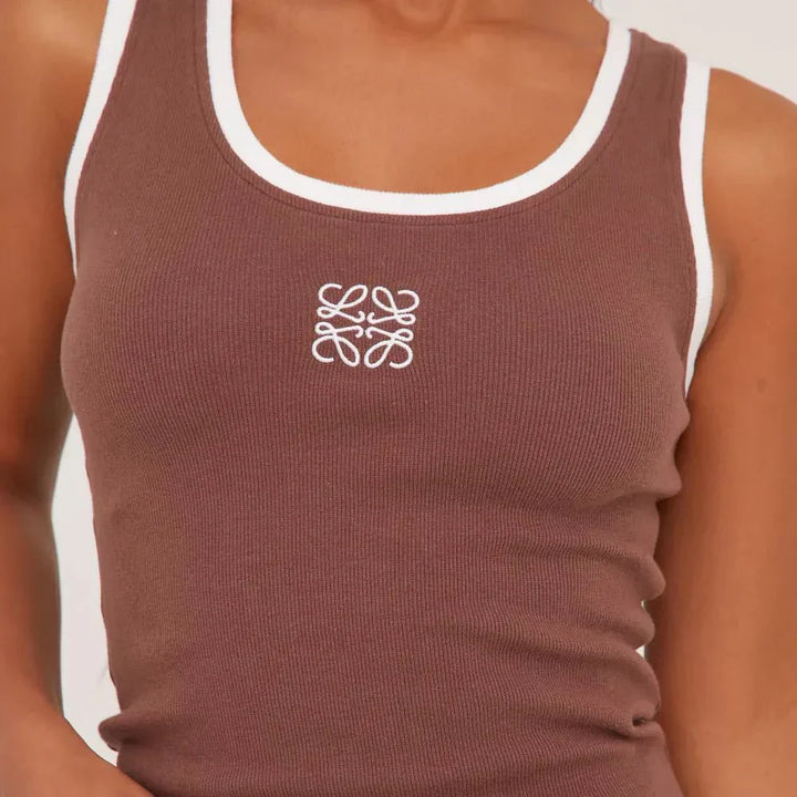 Lune London | Ripped Tank Top with Delicate Embroidery