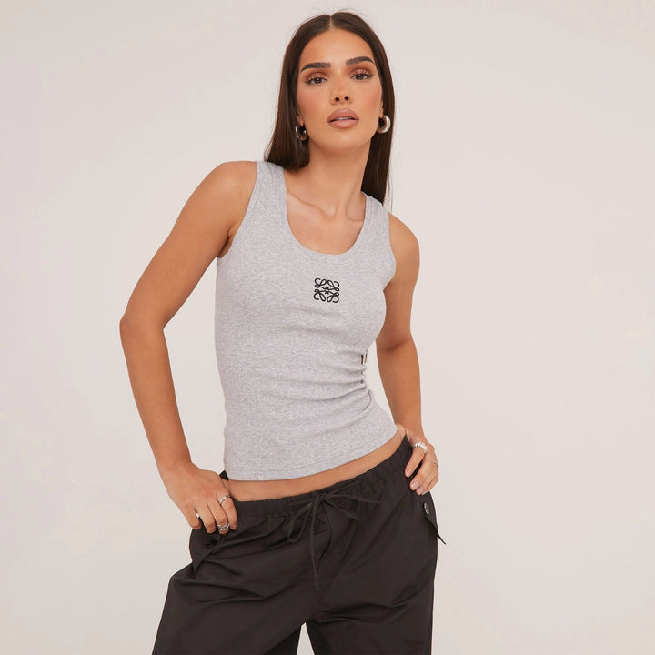 Lune London | Ripped Tank Top with Delicate Embroidery