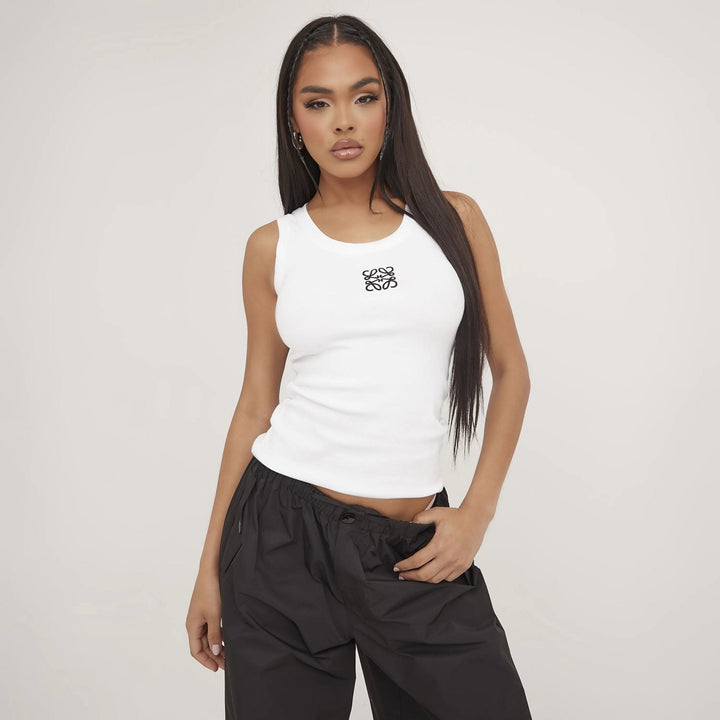 Lune London | Ripped Tank Top with Delicate Embroidery