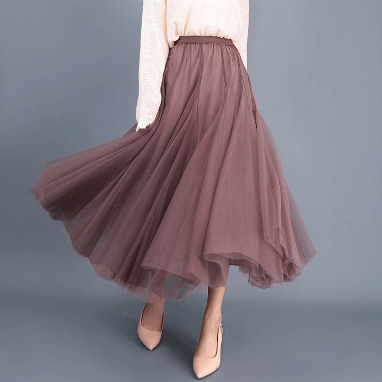 Chic Und Stil | Long Soft Tulle Skirt with High Waist and Slim Fit