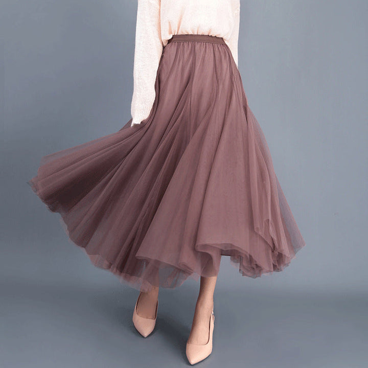 Chic Und Stil | Long Soft Tulle Skirt with High Waist and Slim Fit