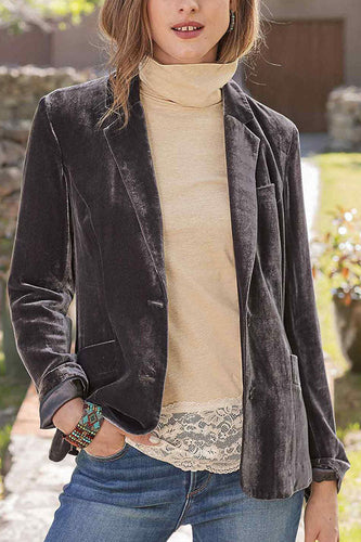 Amarae | Velvet solid color trendy casual blazer