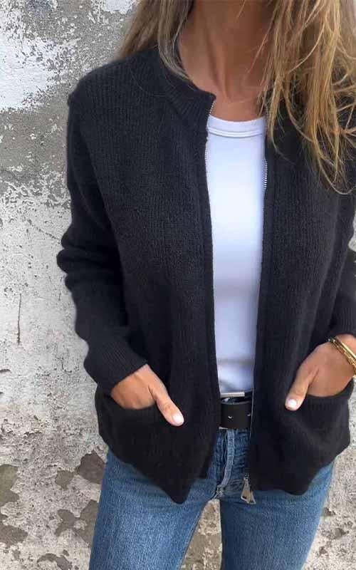 Lune London | Cardigan - Round neck & Zipper - Soft cotton