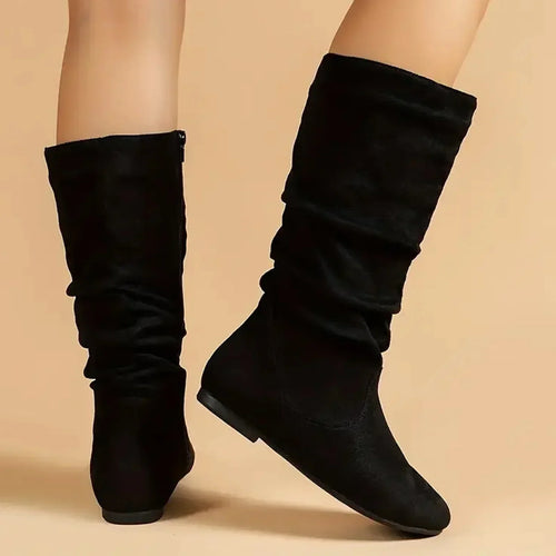 Amarae | Suede Ankle Boots Up To The Calf with Side Zipper
