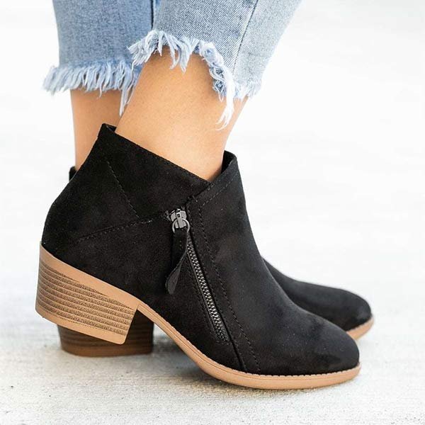 Lune London | Ankle boots - Soft suede - Side zipper - Comfortable low heel