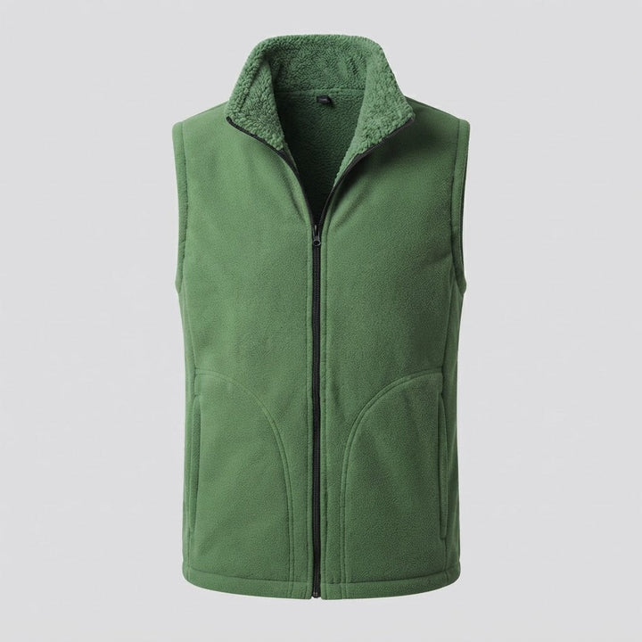 Men's Warm Thermal Fleece Vest with Sherpa Inner Lining, Stand Collar and Hidden Side Pockets Amarae