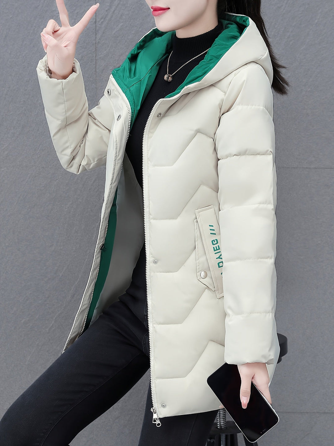 Amarae | Long Casual Women's Down Jacket with Hood
