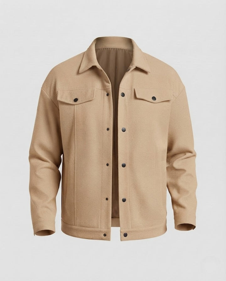 Men's overshirt jacket made of wool blend with snap buttons and patch breast pockets Amarae