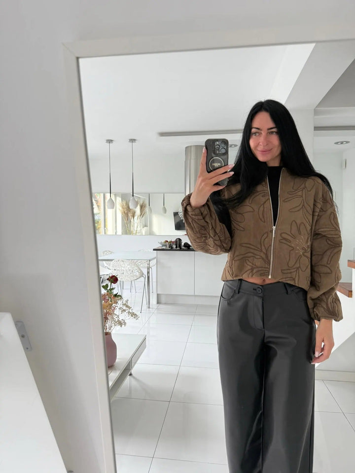 Amarae | Bomber jacket with suede texture and embroidery