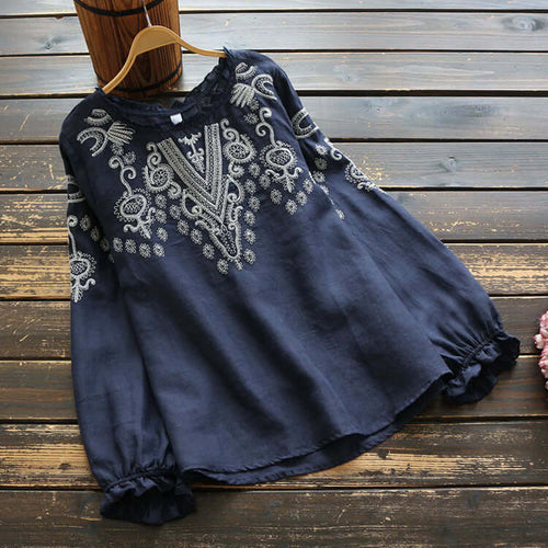 Amarae | Embroidered Round Neck Shirt