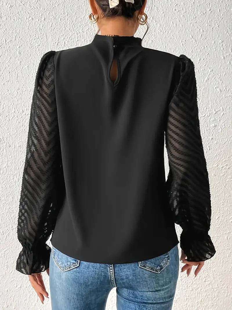 Lune London | Blouse Stylish Pleated Top with Mesh Sleeves for Women