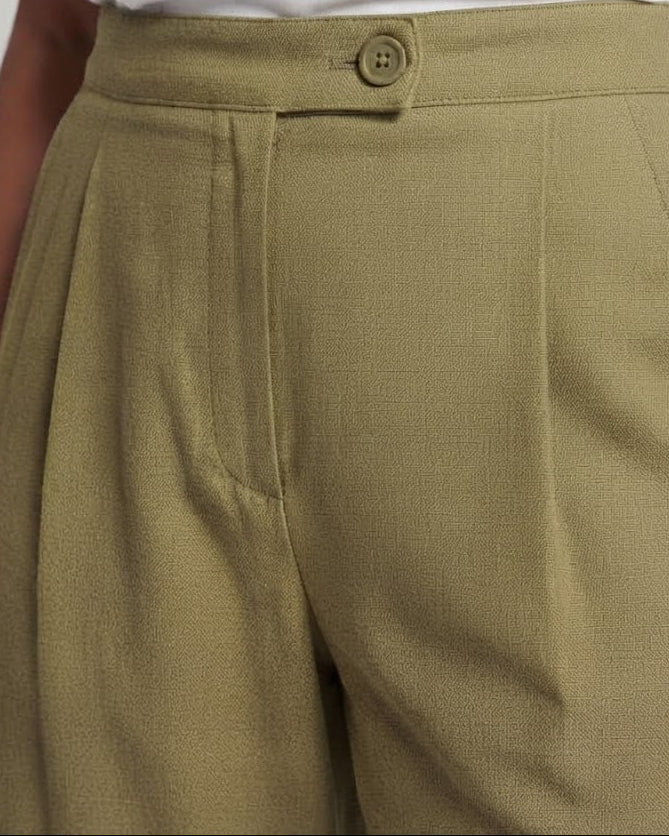 Women's High-Waist Culotte Pants with Wide Leg and Pleat Amarae