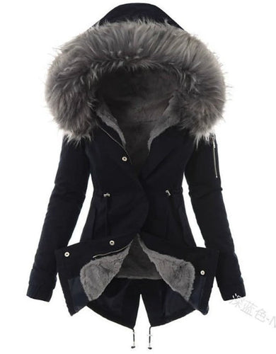 Amarae | Fleece-Lined Winter Parka Hooded Coat with Fur Trim