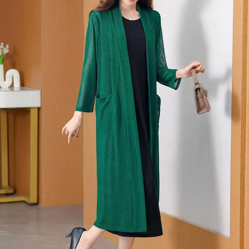Amarae | Silk Jacquard Trench Coats With V Neck Oriental Long Sleeves