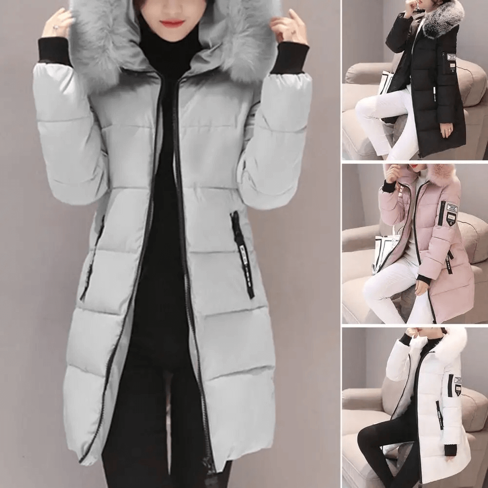 Women’s Cotton Winter Coat with Hood – Mid-Length & Warm | Amarae