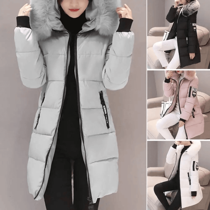 Women’s Cotton Winter Coat with Hood – Mid-Length & Warm | Amarae
