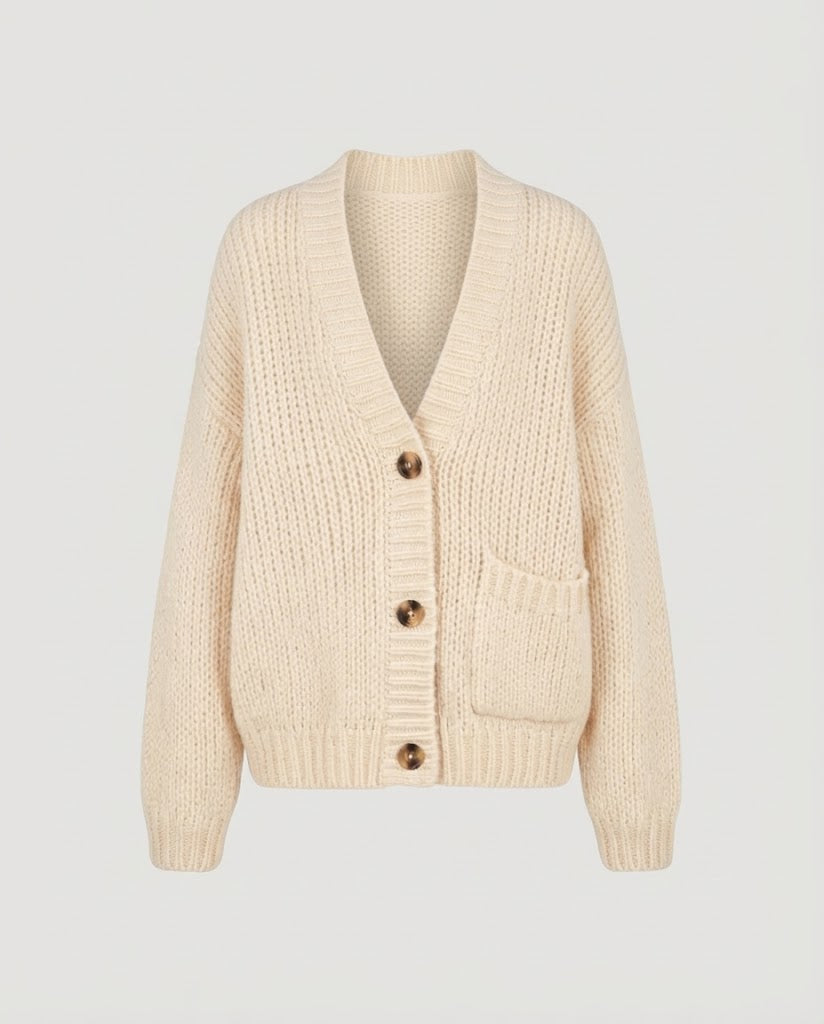 Women's chunky knit sweater with Norwegian pattern and high roll neck Amarae