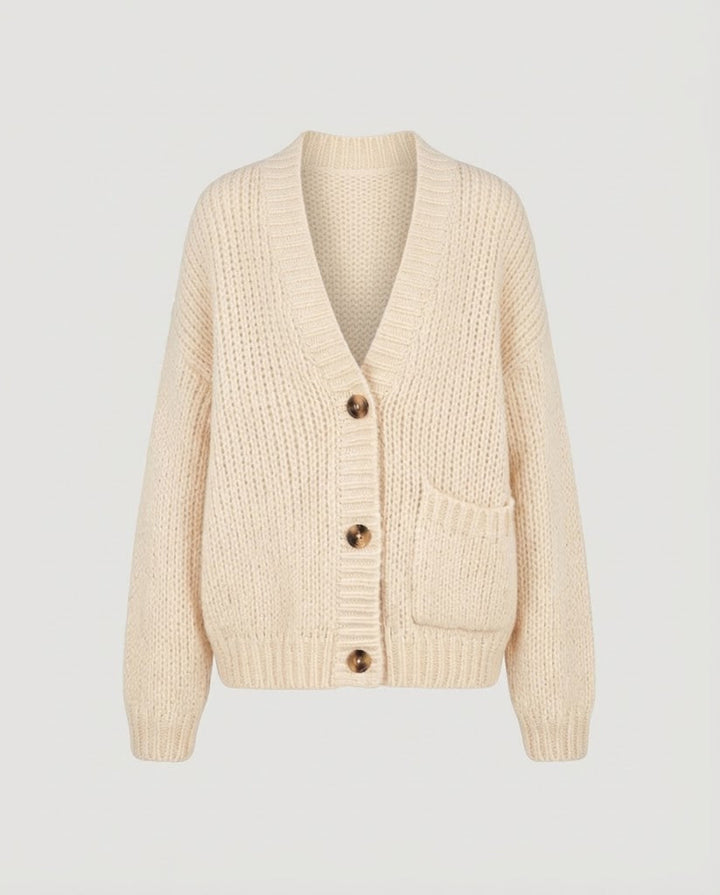Women's chunky knit sweater with Norwegian pattern and high roll neck Amarae