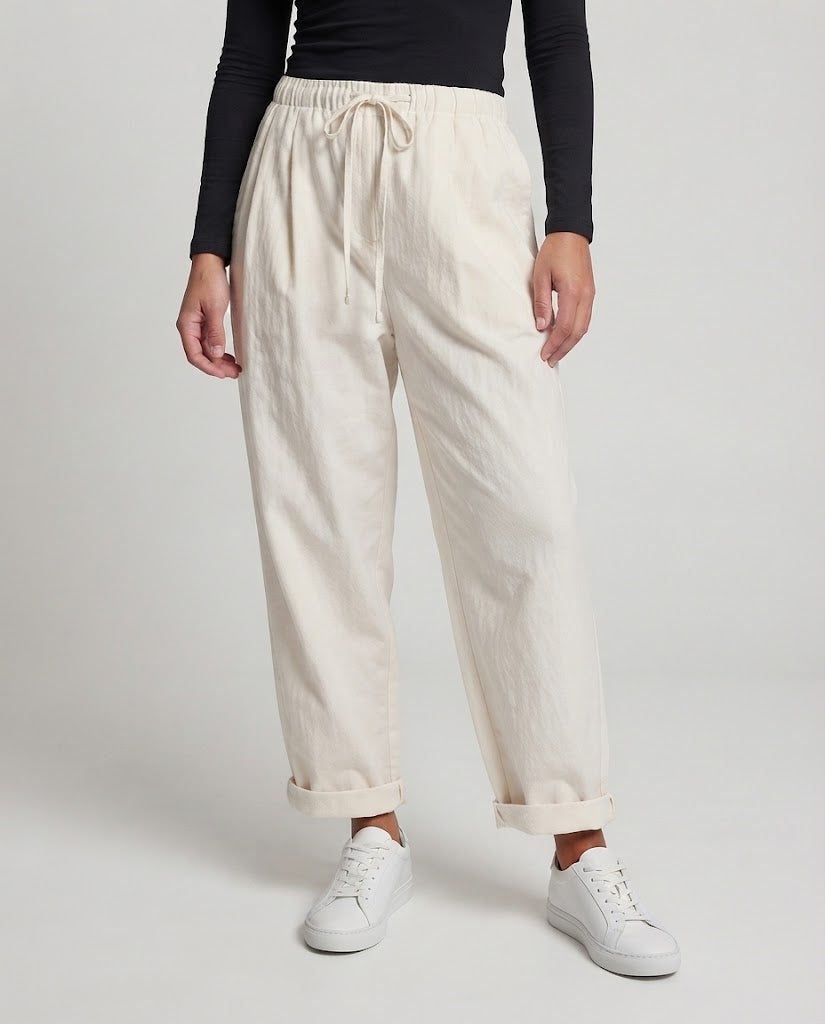 Women's High-Waisted Wide-Leg Lounge Pants with Drawstring and Cuffed Hem Amarae