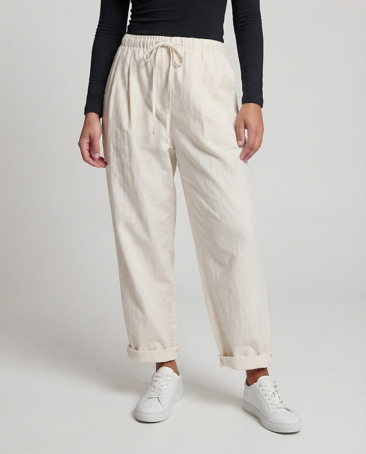 Women's High-Waisted Wide-Leg Lounge Pants with Drawstring and Cuffed Hem Amarae