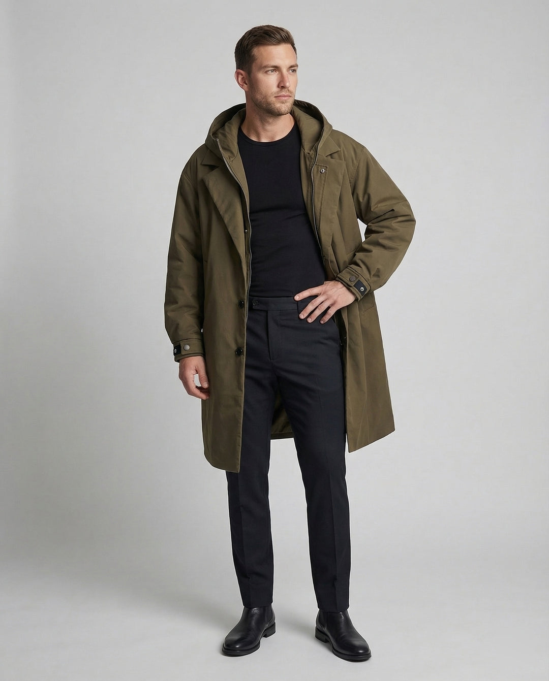 Amarae | Men's Waterproof Trench Coat Stylish & Warm Puffer Design